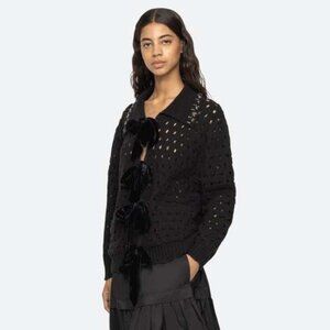 Sea New York Leia Knit Cardigan with Bows and Rhinestones